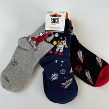 Load image into Gallery viewer, Astronaut & Rockets Kids 3-Pack Socks