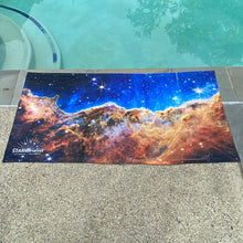 Load image into Gallery viewer, JWST Cosmic Cliffs of the Carina Nebula Beach Towel