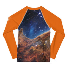 Load image into Gallery viewer, JWST Carina Nebula Kids Rash Guard (Toddler to Teen)