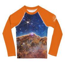 Load image into Gallery viewer, JWST Carina Nebula Kids Rash Guard (Toddler to Teen)