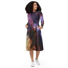 Load image into Gallery viewer, JWST Rho Ophiuchi Long Sleeve Midi Dress with Pockets