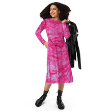 Load image into Gallery viewer, Pink Astrophysics Long-Sleeve Midi Dress with Pockets