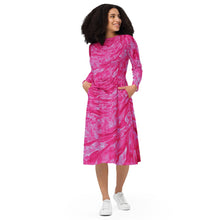 Load image into Gallery viewer, Pink Astrophysics Long-Sleeve Midi Dress with Pockets