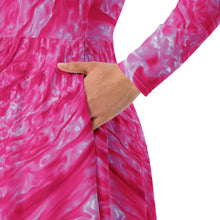 Load image into Gallery viewer, Pink Astrophysics Long-Sleeve Midi Dress with Pockets