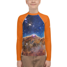 Load image into Gallery viewer, JWST Carina Nebula Kids Rash Guard (Toddler to Teen)