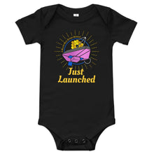 Load image into Gallery viewer, JWST Beyond Midnight "Just Launched" baby bodysuit