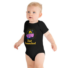 Load image into Gallery viewer, JWST Beyond Midnight "Just Launched" baby bodysuit
