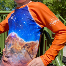 Load image into Gallery viewer, JWST Carina Nebula Kids Rash Guard (Toddler to Teen)