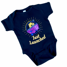 Load image into Gallery viewer, JWST Beyond Midnight "Just Launched" baby bodysuit