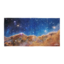 Load image into Gallery viewer, JWST Cosmic Cliffs of the Carina Nebula Beach Towel