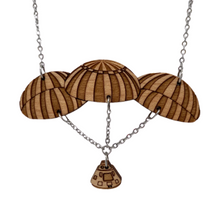 Load image into Gallery viewer, Apollo Command Module + Parachutes Wood Necklace