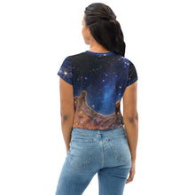 Load image into Gallery viewer, JWST Cosmic Cliffs Carina Nebula Cropped T-Shirt