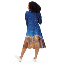 Load image into Gallery viewer, JWST Carina Nebula Long-Sleeve Midi Dress with Pockets