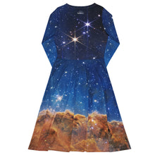 Load image into Gallery viewer, JWST MARVEL-ous Carina Nebula Long-Sleeve Midi Dress with Pockets