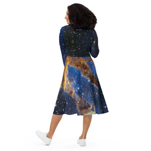 JWST Pillars of Creation Long-Sleeve Midi Dress with Pockets