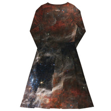 Load image into Gallery viewer, JWST Tarantula Nebula Long Sleeve Midi Dress with Pockets