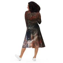 Load image into Gallery viewer, JWST Tarantula Nebula Long Sleeve Midi Dress with Pockets