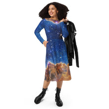 Load image into Gallery viewer, JWST MARVEL-ous Carina Nebula Long-Sleeve Midi Dress with Pockets