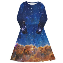 Load image into Gallery viewer, JWST Carina Nebula Long-Sleeve Midi Dress with Pockets