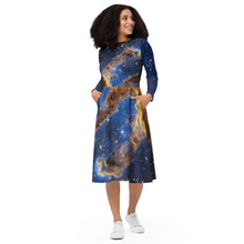 Load image into Gallery viewer, JWST Pillars of Creation Long-Sleeve Midi Dress with Pockets