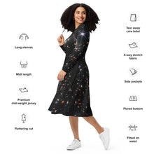 Load image into Gallery viewer, JWST SMACS 0723 Galaxy Cluster Deep Field Long-Sleeve Midi Dress with Pockets