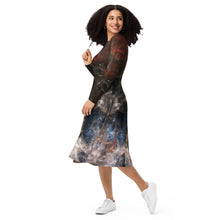 Load image into Gallery viewer, JWST Tarantula Nebula Long Sleeve Midi Dress with Pockets