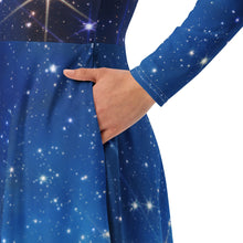 Load image into Gallery viewer, JWST MARVEL-ous Carina Nebula Long-Sleeve Midi Dress with Pockets