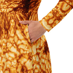 Solar Maximum DKIST Sunspot Long-Sleeve Midi Dress with Pockets