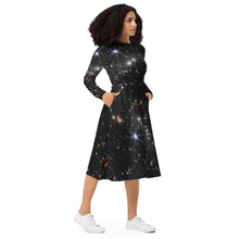 Load image into Gallery viewer, JWST SMACS 0723 Galaxy Cluster Deep Field Long-Sleeve Midi Dress with Pockets