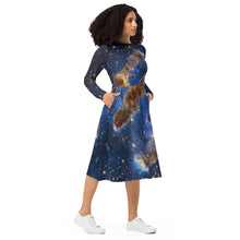 Load image into Gallery viewer, JWST Pillars of Creation Long-Sleeve Midi Dress with Pockets