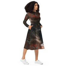 Load image into Gallery viewer, JWST Tarantula Nebula Long Sleeve Midi Dress with Pockets