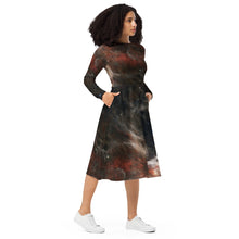 Load image into Gallery viewer, JWST Tarantula Nebula Long Sleeve Midi Dress with Pockets