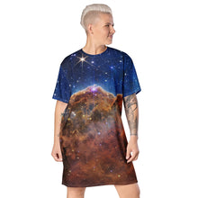 Load image into Gallery viewer, JWST Cosmic Cliffs Carina Nebula T-Shirt Dress