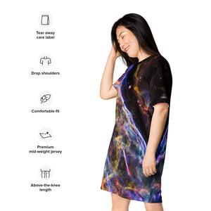 Cosmic Veil Nebula T-Shirt Dress