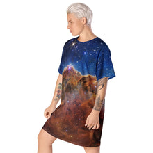Load image into Gallery viewer, JWST Cosmic Cliffs Carina Nebula T-Shirt Dress