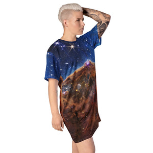 JWST Cosmic Cliffs Carina Nebula T-Shirt Dress