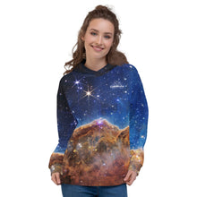 Load image into Gallery viewer, JWST Cosmic Cliffs Carina Nebula Unisex Hooded Sweatshirt