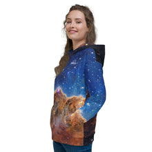 Load image into Gallery viewer, JWST Cosmic Cliffs Carina Nebula Unisex Hooded Sweatshirt