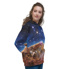 Load image into Gallery viewer, JWST Cosmic Cliffs Carina Nebula Unisex Hooded Sweatshirt