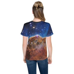 JWST Cosmic Cliffs Carina Nebula Kids T-Shirt (Toddler–Teen)
