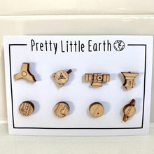 Load image into Gallery viewer, Space Mission Wood Post Earrings Set