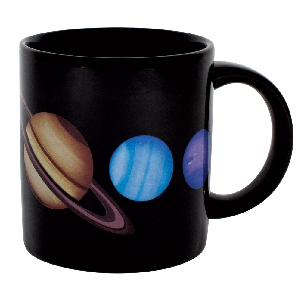 Heat-Changing Planet Mug: Coffee cup with a model of the Solar System.