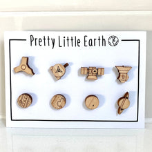 Load image into Gallery viewer, Space Mission Wood Post Earrings Set