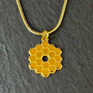 JWST Mirror Tiny Gold 3D Printed Necklace