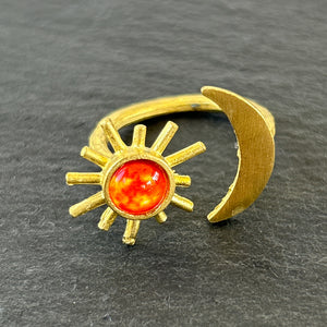 Sun and Crescent Moon Ring