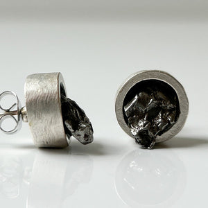 Meteorite Round Post Earrings