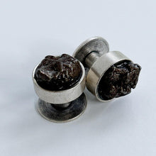 Load image into Gallery viewer, Meteorite cuff links on a white background