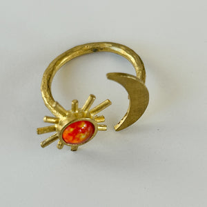 Sun and Crescent Moon Ring