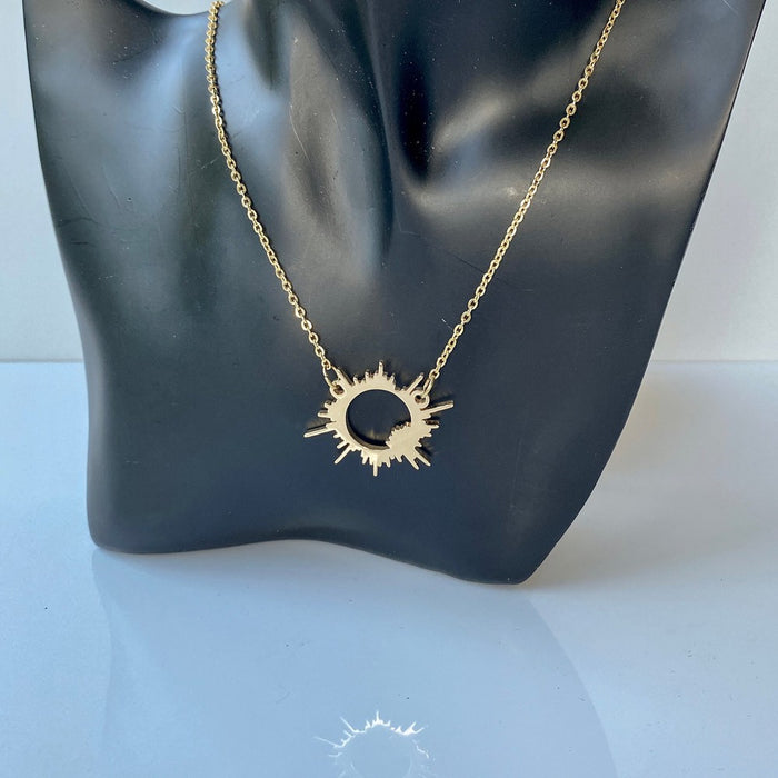 Solar Eclipse 3D Printed Gold-Plated Necklace