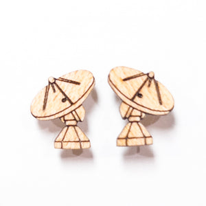 Radio Telescope Wood Earrings